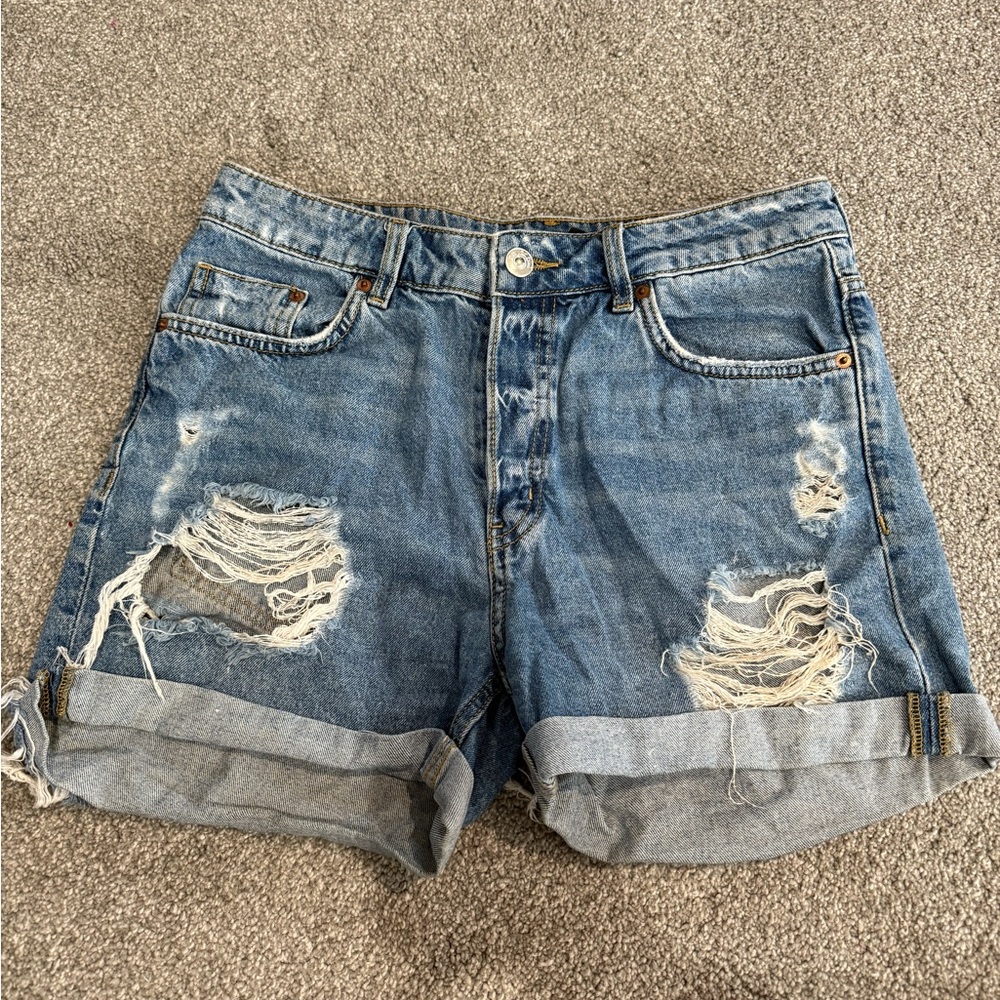 H&M Blue Distressed Jean Shorts‎